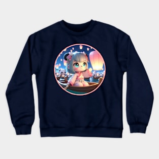 Cute Panda with Lantern Crewneck Sweatshirt